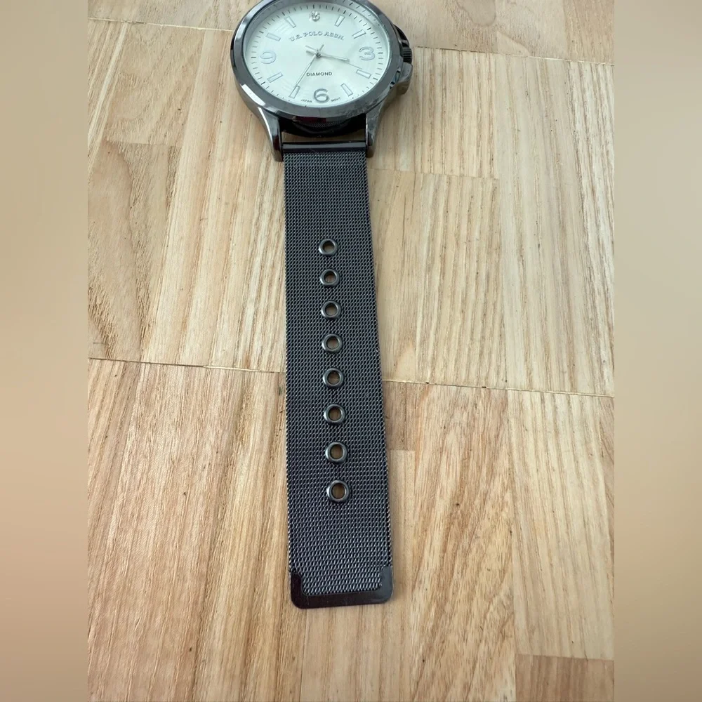U.S. polo assoc. mens gunmetal gray diamond watch NEW BATTERY